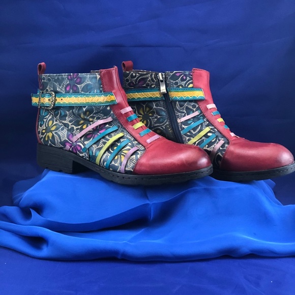 Socofy Shoes - Socofy Colorful Leather Ankle Boot, Side Zip